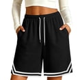 thumbnail image 3 of Uaswgudfs Women's Athletic Shorts - Drawstring Waist Striped Hem with Pockets Casual Summer Gym Shorts, 3 of 8