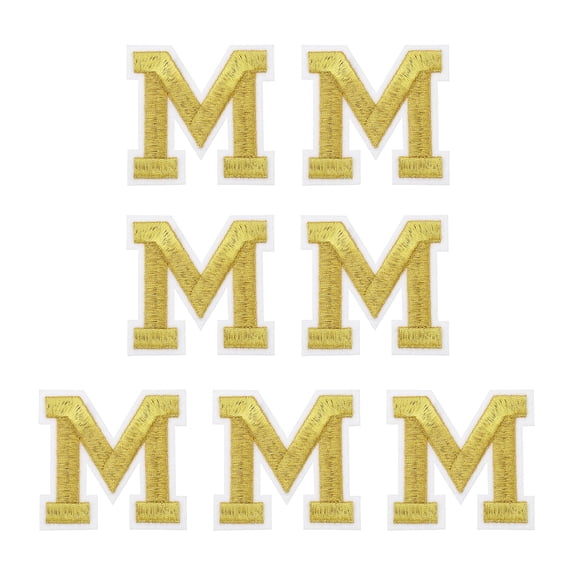 Uxcell 7 Pcs Iron-on Letter Patches, 2.4 Inch Iron-on Letter-M for Clothing Alphabet Embroidery Applique Patches for Clothes Hats Jeans Jacket Backpacks DIY Accessories, Gold