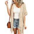 thumbnail image 4 of MSJUHEG Crochet Cardigans for Women 3/4 Sleeve Batwing Summer Cardigan Women's Shrug Sweaters Boho Cardigan Summer Cover Up Cardigan Bolero Shrugs for Dresses Beige One Size, 4 of 9
