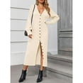 thumbnail image 3 of Breezora Women's Long Cardigan with V Neck Button Down and Chunky Knit Design for Fall Trendy Sweater Coat or Maxi Duster Outfits L Size Beige, 3 of 4
