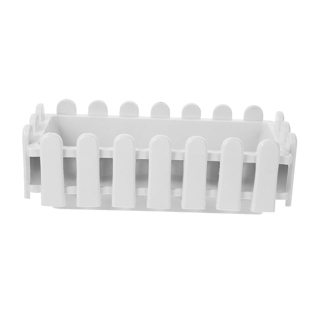 NUOLUX White Fence Shaped Plastic Planter Box for Outdoor Plants and Vegetable Garden