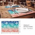 thumbnail image 3 of Placemats 1 Pack, Blue Teal Pink Ombre Coastal Woven Placemat, Linen Place Mats for Kitchen/Dining Tables, Nautical Beach Starfish Coral Summer Washable Table Mats for Party, 3 of 8