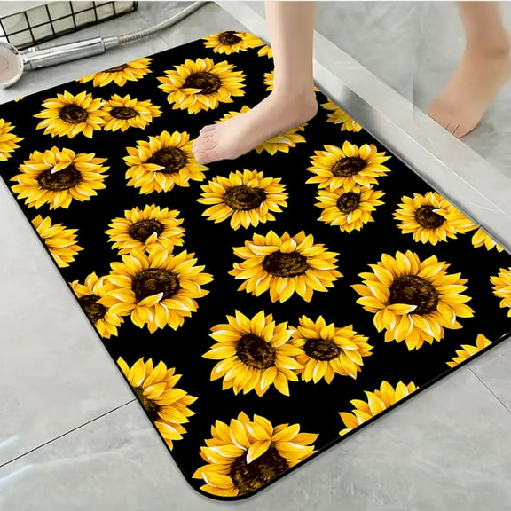 1pc Sunflower Bathroom Rug Bathroom Decor and Accessories- Durable,Anti Slip,And Quick Drying,Suitable For Indoor/outdoor Use - Perfect For Bathrooms,Bedrooms,Kitchens