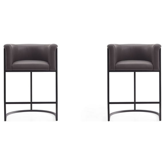 Manhattan Comfort Cosmopolitan 25.5" Faux Leather Counter Stool - Pebble (Set 2)