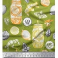 thumbnail image 1 of Soimoi Poly Georgette Fabric Lemon Slice Jar,Cucumber & Ginger Vegetable Print Fabric by Yard 52 Inch Wide, 1 of 3