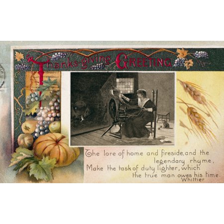 24 Art Postcards - Thanksgiving Card 1909 Namerican Postcard 1909 Rolled Canvas Art - (24 x 36)