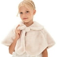 thumbnail image 2 of Gpaecead Kids Girls Faux Fur Princess Shawl Wraps Girls Coat Jacket Flower Cape Wedding Party Dress Beige, 2 of 5