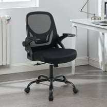 FLYSKY Office Chair, Ergonomic Desk Chair - Thick Cushion Adjustable Height Computer Chair with Lumbar Support and Flip-up Armrests,Black