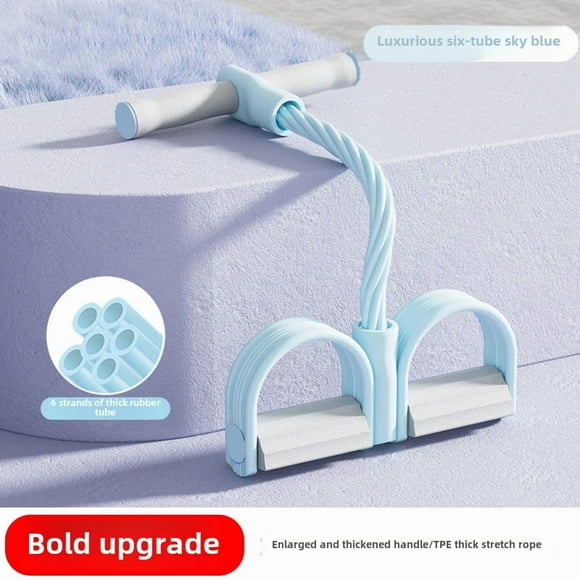 Bande de Résistance Renforcée à Six Tubes Bleue Améliorée pour Pédales de Pied : Équipement de Mise en Forme Domestique Compact pour Redressements Assis, Yoga et Entraînement Abdominal – Conception Ergonomique et Durable pour les Entraînements à Domicile et la Fourniture en Gros