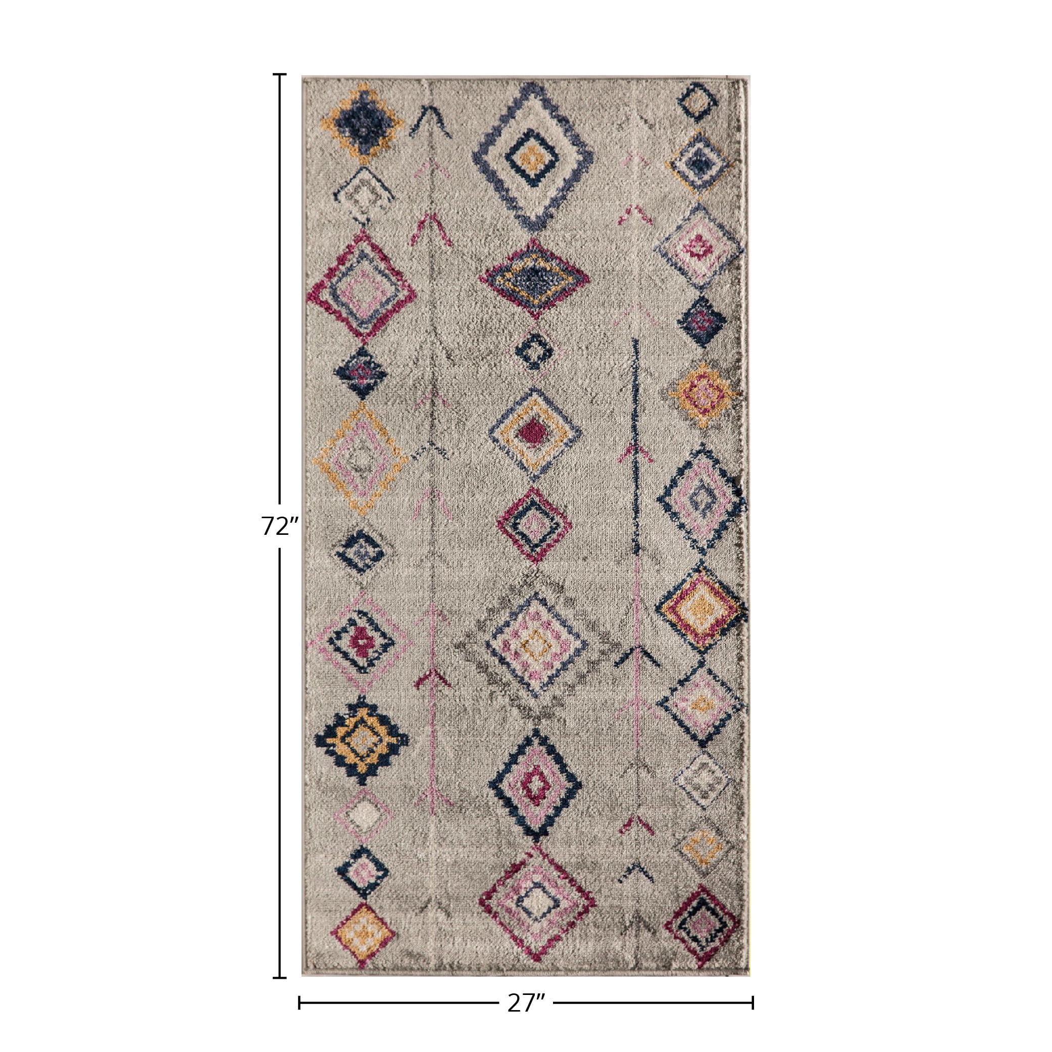Soleil BR15B Native Grey Tribal Moroccan Light Gray Area Rug, 2'3"x6'
