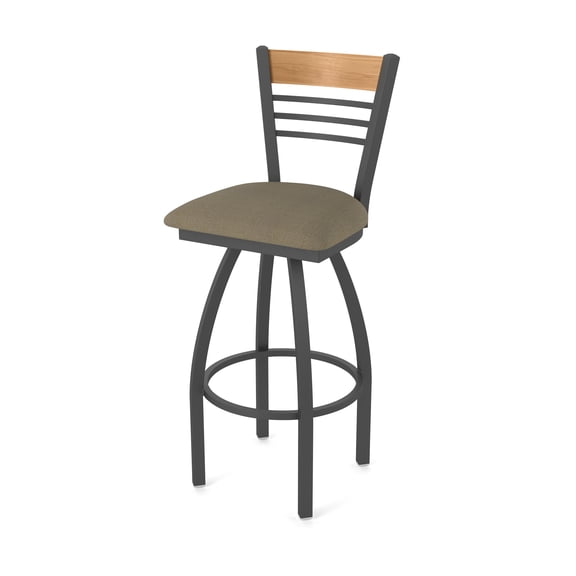 880 Eleanor 36" Swivel Extra Tall Bar Stool with Pewter Finish, Medium Back and Graph Cork Seat