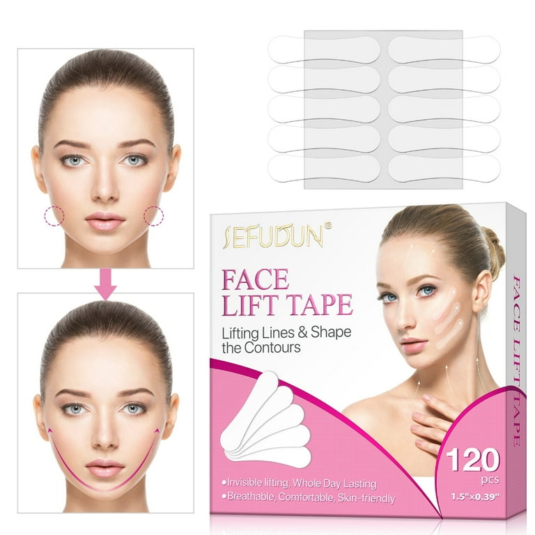 Face Lift Tape Invisible,120PCS Face Tape Lifting Invisible Face Lifter  Tape Facelift Tape for Makeup Tape Instant Face Lift Neck Tape Facial Tape  for