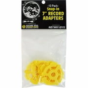 (10) Flat Yellow Plastic Record Adapters - Snap In Inserts to Make 7" 45rpm Records Fit on Standard Vinyl Record Turntables #07MR10YE