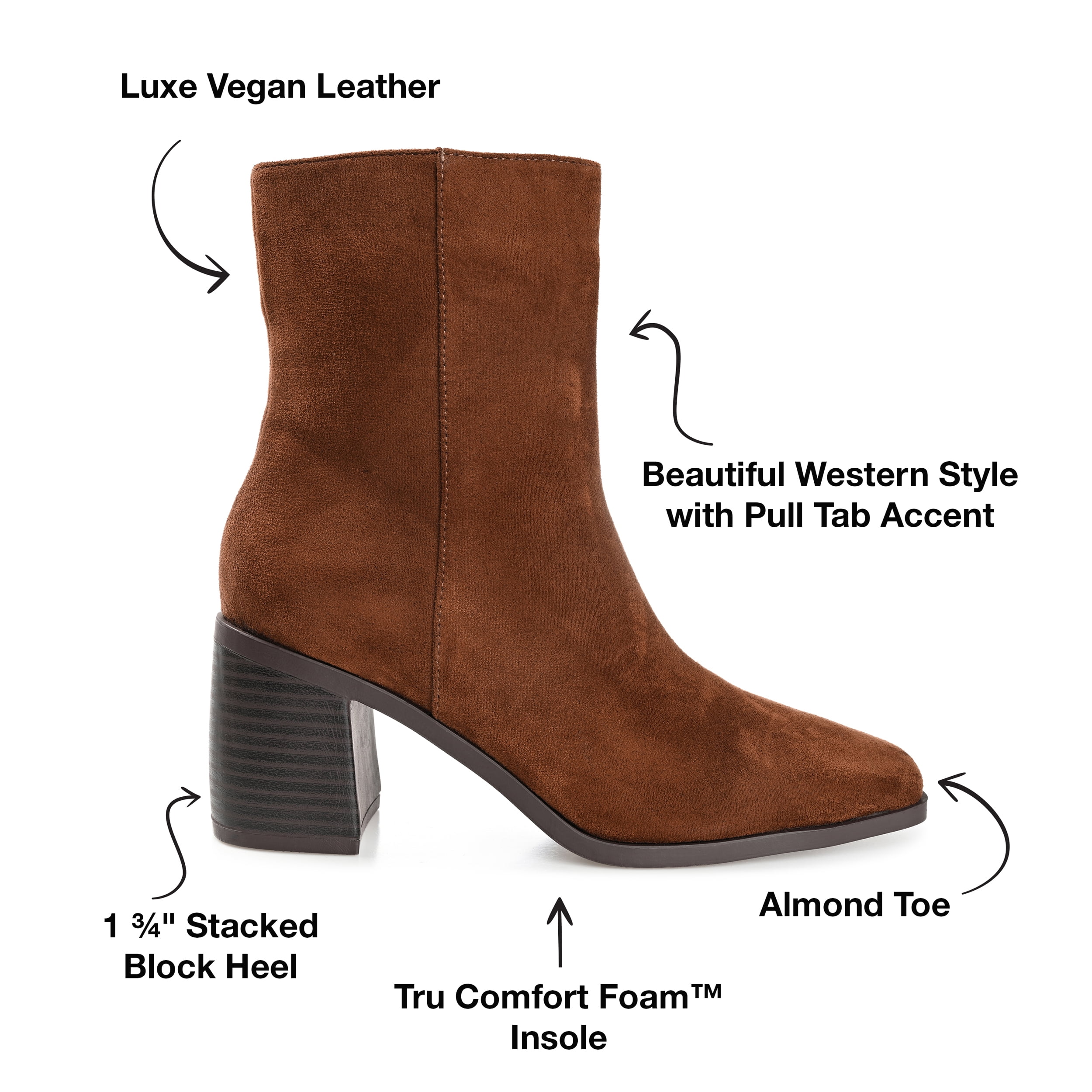 Journee Womens Sloann Inside Zip Stacked Heel Booties