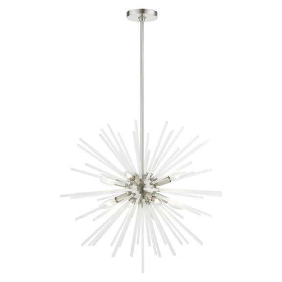 48826-91 Livex Lighting Uptown - 8 Light Pendant In Sparkling Style-30 Inches Tall and 25.75 Inches Wide-Brushed Nickel Finish -Traditional