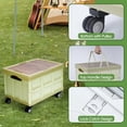 thumbnail image 4 of Rolling Crate Cart with Wheels 2 Pack, RLUETIME Collapsible Rolling Storage Bin with Wooden Cover, Foldable Utility Cart with Wheels for Picnic Camp Outdoor , 55L，Green, 4 of 9