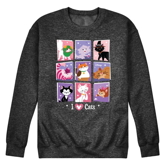Disney Classics - Cats & Dogs - Grid Of Assorted Cats - Men's Crew Neck Fleece Pullover