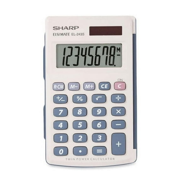 Sharp Calculators EL-243SB 8-Digit Pocket Calculator 3-Key Memory, Sign Change, Auto Power Off - 8 Digits - LCD - Battery/Solar Powered - 1 - LR1130 - 0.4" x 2.5" x 4.1" - Gray, Blue - 1 Each