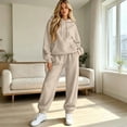 thumbnail image 6 of Trgacdwlo Fleece Sweatsuits Women 2 Piece Outfit Tracksuit Fuzzy Hoodie with Cuffed Jogger Sweatpants Fall Winter Plush Comfy Womens Matching Sweat Set Camel M, 6 of 6