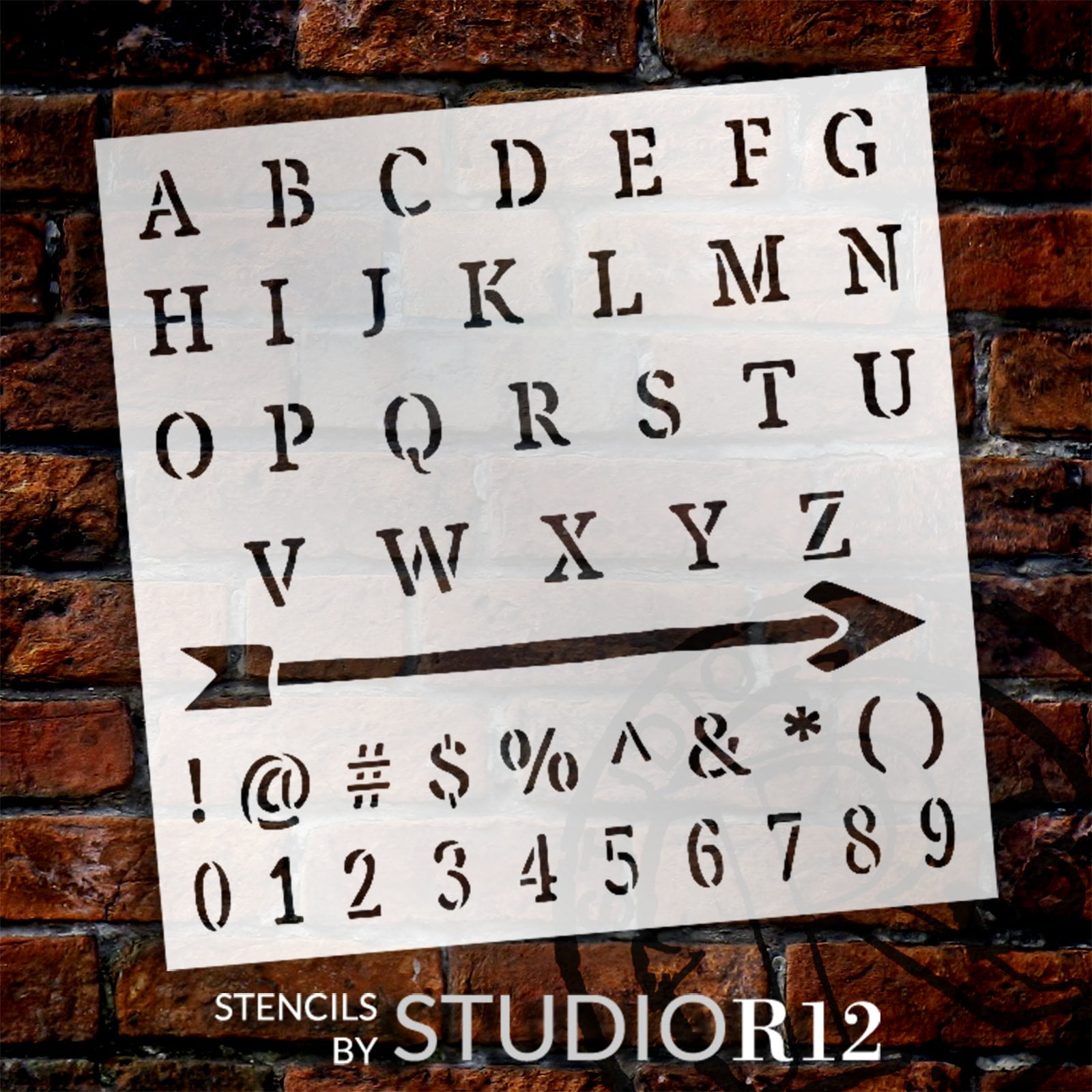Stencil1 Letter Stencils 2 - Old English Calligraphy Letters & Numbers -  Mylar Uppercase and Lowercase Alphabet for Hand Painting, Drawing & Cutting