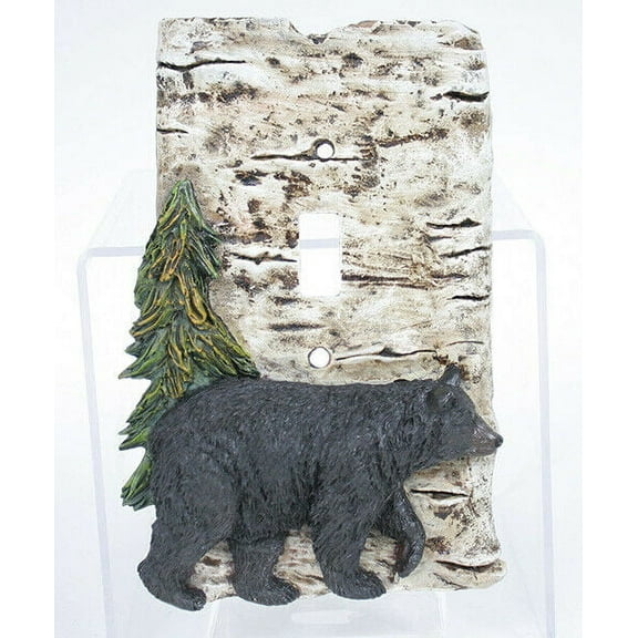 BLACK BEAR Primitive Faux Birch Light Switch Cover, by Slifka