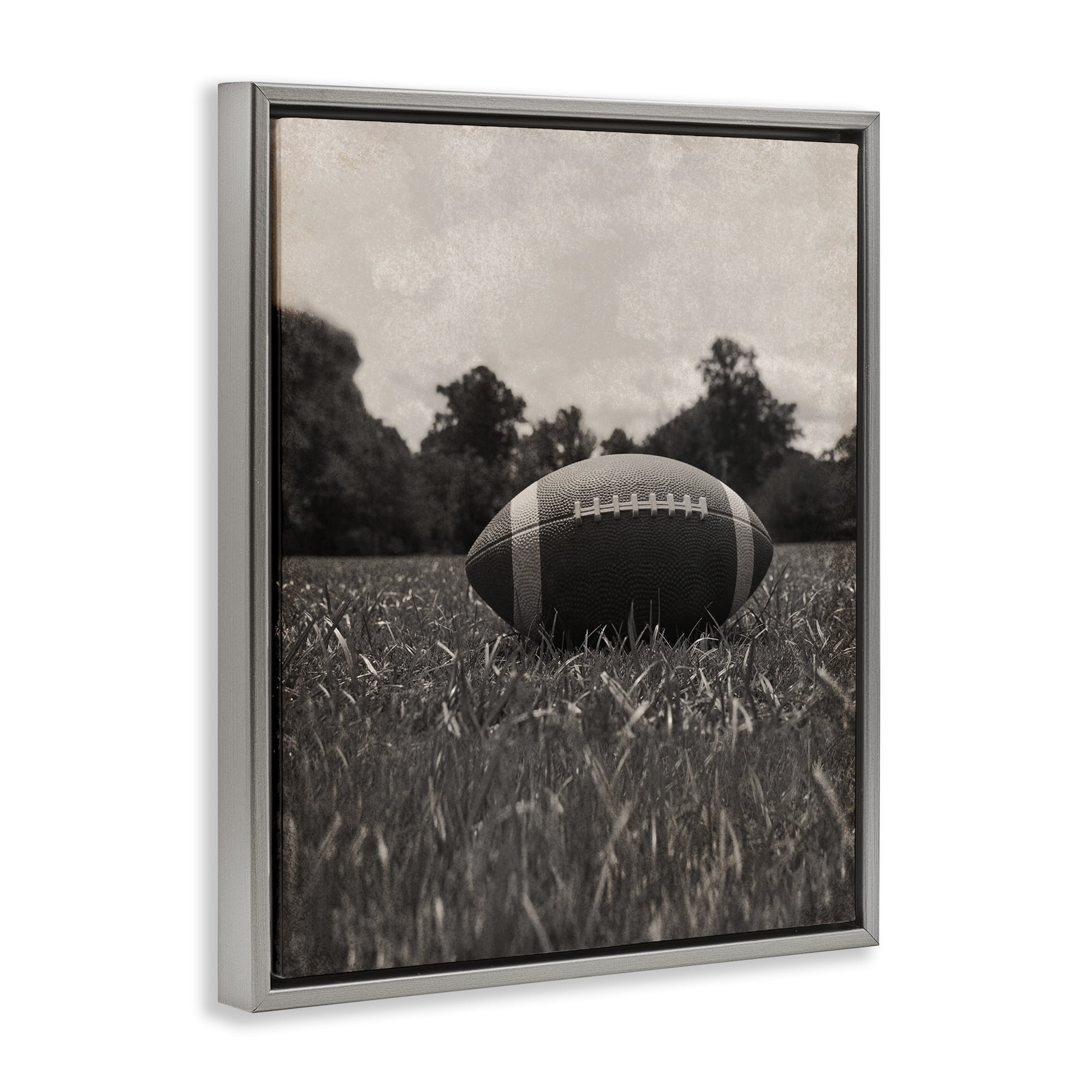 Stupell Industries Vintage Sports Football Gray Framed Floater Canvas Wall Art, design by Marcus Prime