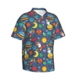thumbnail image 3 of Xecao Cartoon Space print Hawaiian shirt - a stylish short-sleeve button-down for men, perfect for casual beach and tropical outings., 3 of 9