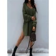 thumbnail image 2 of Sweaters for Women Cable Knit V Neck Solid Color Long Sleeve Casual Loose Fit Soft Pullover Tops  Green M, 2 of 5
