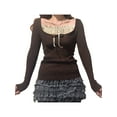 thumbnail image 4 of Qiylii Women Fairy Tops Grunge Clothes Shirt Long Sleeve Lace Collar Vintage Aesthetic Blouse, 4 of 9