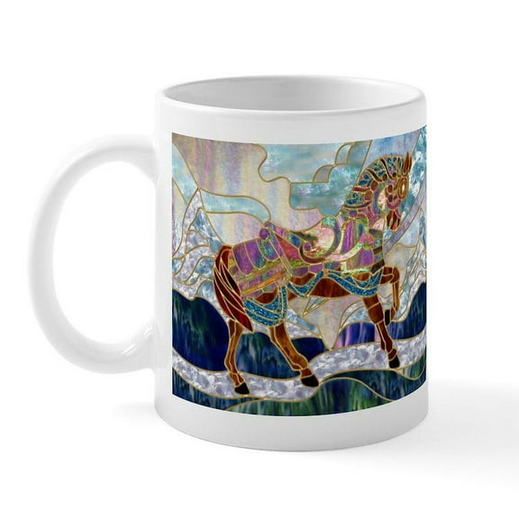 CafePress - Armoured Carousel Horse Mug - 11 oz Ceramic Mug - Novelty Coffee Tea Cup