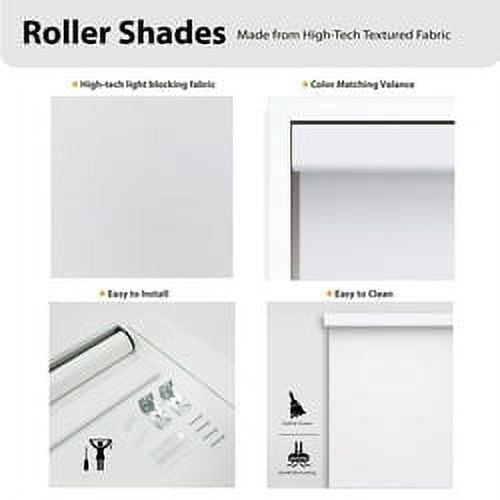 Regal Living Cordless Room Darkening Polyester Roller Shades, White - 31" W x 72" L