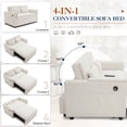 thumbnail image 3 of Lunale Convertible Sofa Bed with USB, 55" Loveseat Sleeper for Living Room, Apt, Beige Velvet, 3 of 10