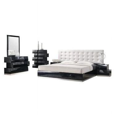 Milan Modern 5-Piece Bedroom Set, Black, King