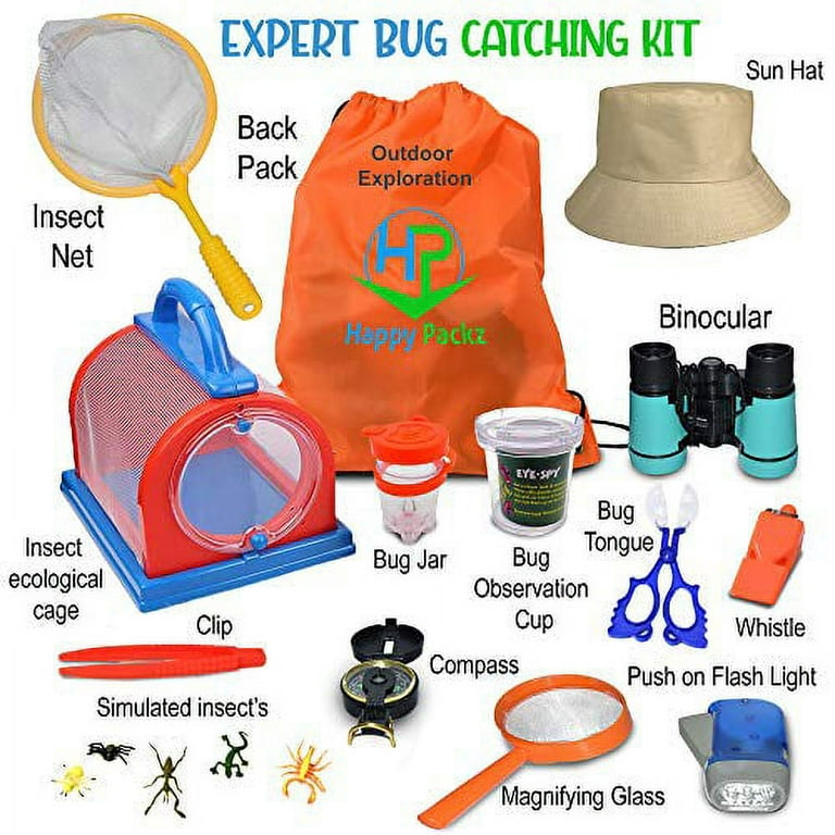 Happy Packz Bug Catcher Kit for Kids 30 PCS, Hat, Kids Camping Stuff, Bug  Catcher, Bug Toys, Camping Toys, Compass for Kids, Binoculars for Kids