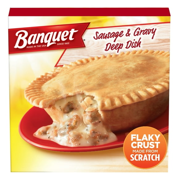 Banquet Sausage and Gravy Deep Dish Pot Pie, Frozen Meal, 7 oz (Frozen)