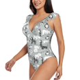 thumbnail image 3 of Yiaed African Animals Print Women's Ruffled One Piece Swimsuit V Neck Swimwear Slimming Monokini for Woman-XX-Large, 3 of 8