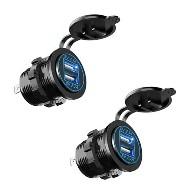 Cargador Iluminado Dual Usb Salida Coche 12v 2.1a 2 pzs Negro BLOOSOM