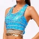 thumbnail image 3 of Top corto con lentejuelas para mujer - Sujetador de danza del vientre, camiseta sin mangas, borlas con lentejuelas, talla única, 3 of 7