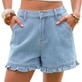thumbnail image 2 of Summer High Waist Women Casual Jeans Denim Pants Ruffle Shorts, 2 of 7