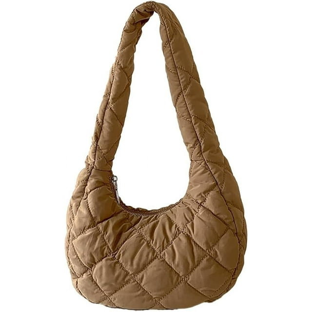 LHSHID Quilted Bag Purse for Women Puffer Crescent Bag Nylon Hobo Handbag Lightweight Padding Shoulder Bag for Work