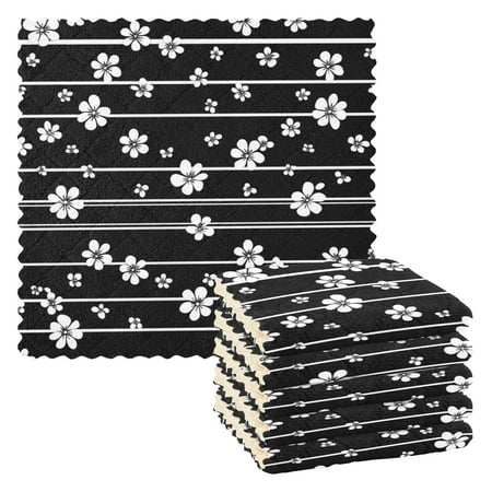 

6 Pieces Thickened Double Polyester Fleece Kitchen Towel - 28x28cm Strongly Absorb Water & Oil Stain Removal，Horizontal Stripes