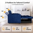 thumbnail image 4 of Anpport 3-in-1 Convertible Sleeper Sofa Bed, Pull-Out Loveseat Couch with Adjustable Back for Small Spaces, Velvet Fabric, 55", Blue, 4 of 6