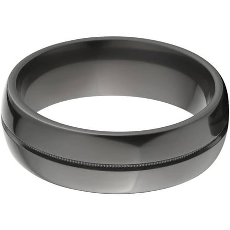 7mm Half-Round Black Zirconium Ring with a Polish and One Center Groove