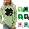 thumbnail image 6 of ZPAQI Women's Funny Long Sleeve Sweatshirt Shamrock Crewneck Pullover Hoodies Tops For St. Patrick's Day, 6 of 18