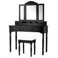thumbnail image 6 of Topbuy Vanity Makeup Dressing Table Set w/ Drawer Mirror Necklace Hook Black, 6 of 8