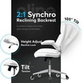 thumbnail image 6 of Oline ErgoAce Ergonomic Executive Office Chair, Rolling Home Desk PU Leather Gaming Computer Chair with Adjustable Armrests, Lumbar Support, Blade Wheels (White), 6 of 7