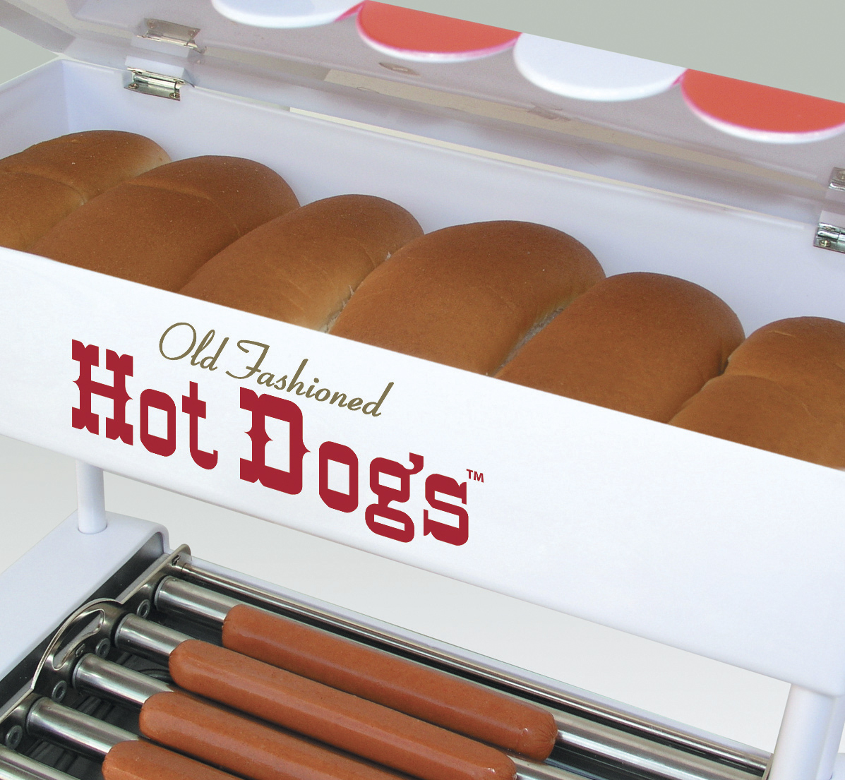 Nostalgia HDR565 Countertop Hot Dog Roller and Warmer, 8 Regular Sized or 4 Foot Long Hot Dogs and 6 Bun Capacity – White - image 4 of 4