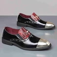 thumbnail image 4 of Men’s Metal Cap-Toe Slip-On Dress Loafers, Snake Print Patent Leather Casual Shoes with Metal Buckle, Fashion Party & Club Oxford Shoes for Men, 4 of 6