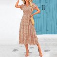 thumbnail image 2 of Baywell Women Summer Casual Floral Wrap V Neck Dress Short Sleeve Party Dress Bohemian Maxi Dress with Pockets, 2 of 4