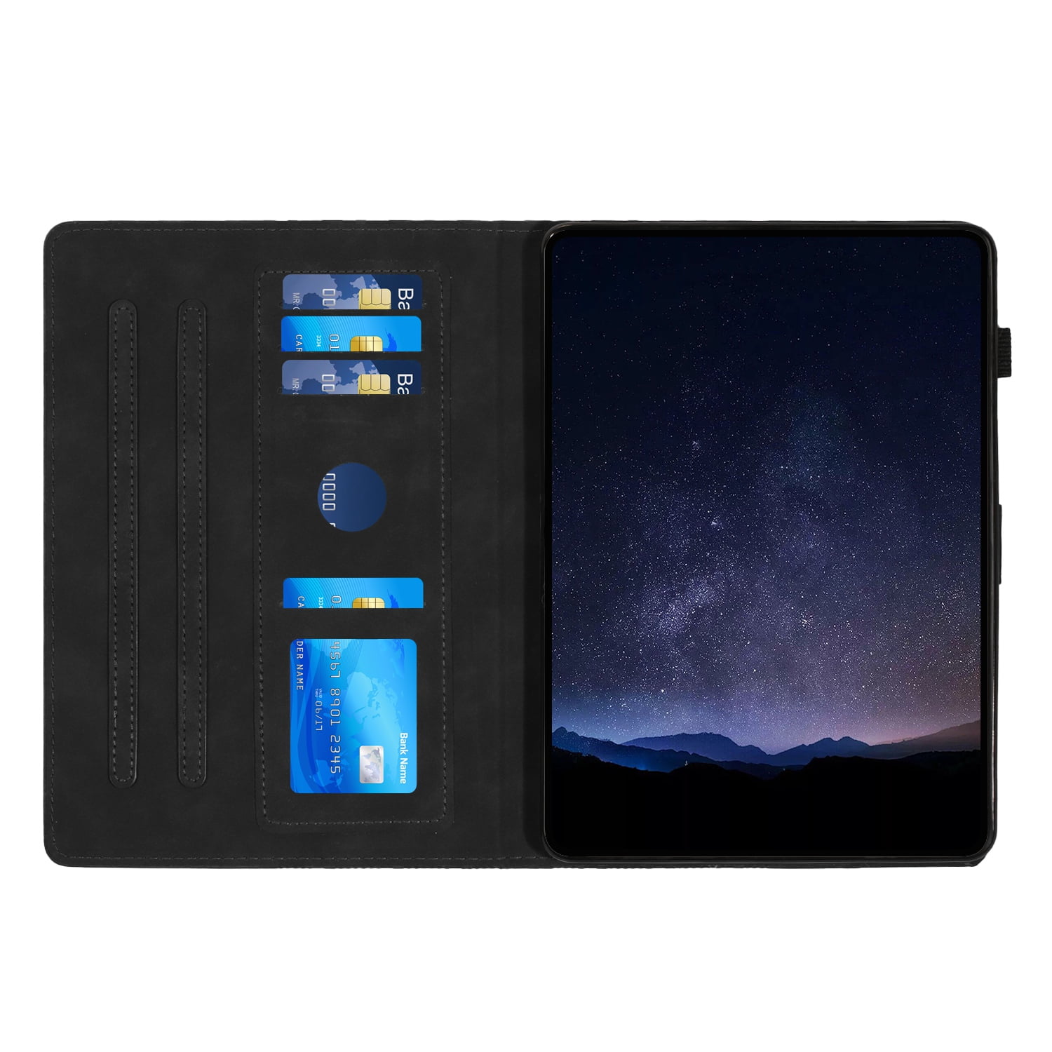 Allytechgroup Slim Case for Apple iPad Pro 11" M4 2024, Premium PU Leather Folio Flip Cover Stand Anti-Scratch Cards Slots Pencil Holder Smart Case Cover Auto Sleep Wake, Black